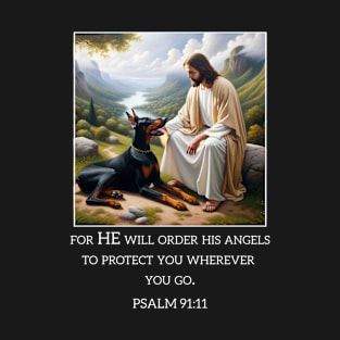 Psalm 99 11 Jesus and a Dobermann T-Shirt