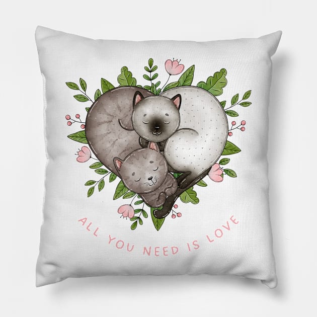 All You need is Love - Cat Pillow by Asilh87