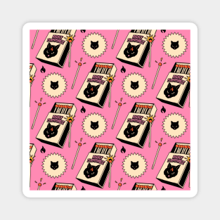 Highly Flammable Black Cat Pattern in pink Magnet