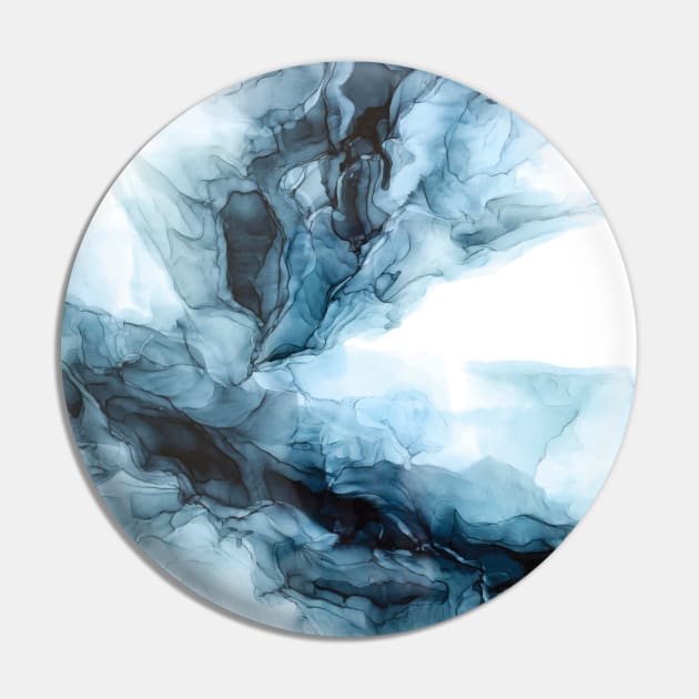 Blue Ice Water Phoenix Abstract Painting Pin by Elizabeth Karlson Art