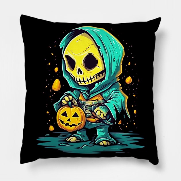 Eerie Halloween Ghoul Art - Spooky Season Delight Pillow by Captain Peter Designs