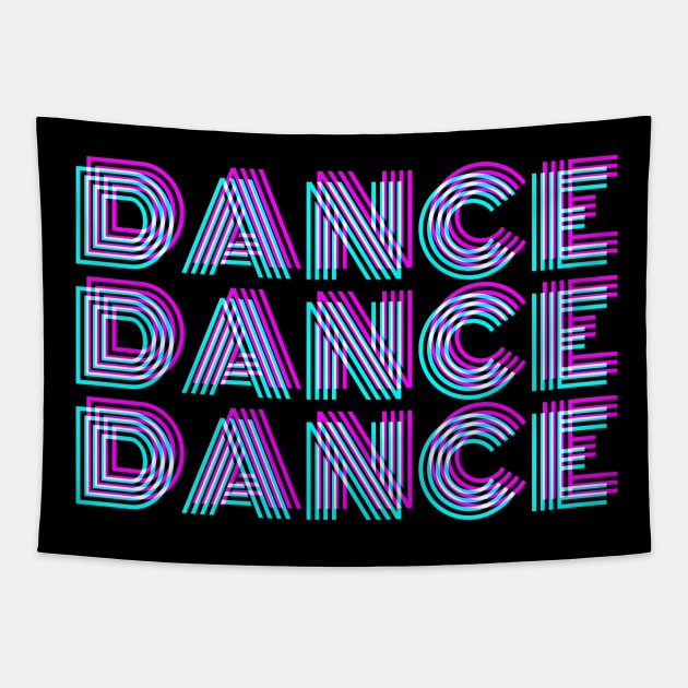 3D Techno Raver I Love Dance Music Glitch Tapestry by NeonSunset