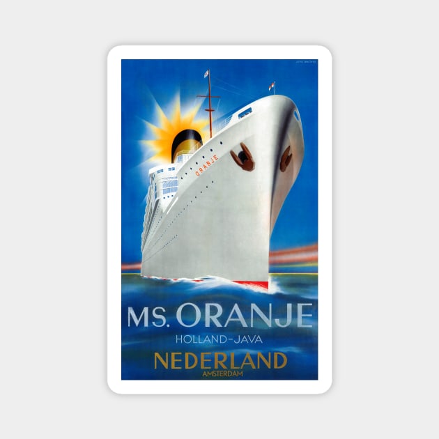 Vintage Travel Poster The Netherlands MS. Oranje Magnet by vintagetreasure