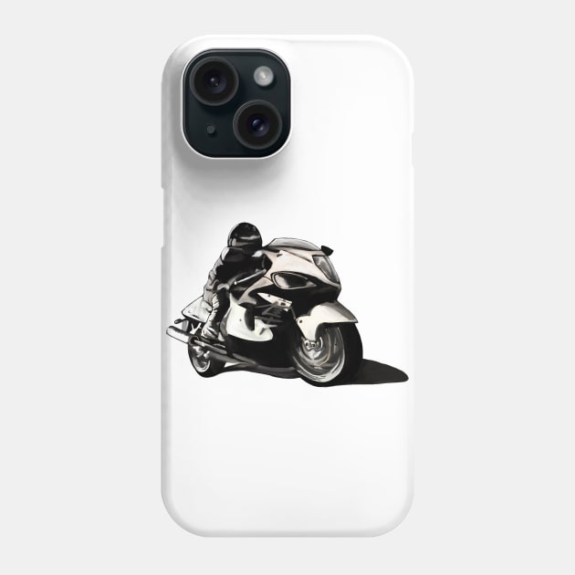 black and white Motorbike drawing Phone Case by KaisPrints