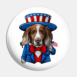 Fourth of July Brittany Spaniel Pin