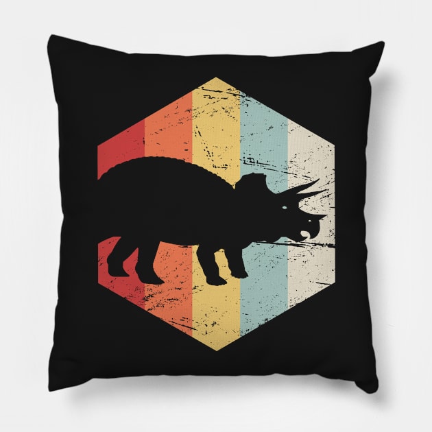 Retro 70s Triceratops Pillow by MeatMan