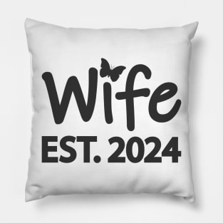 Wife EST. 2024 typographic artsy Pillow