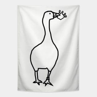 White Goose Steals Crown Outline Tapestry