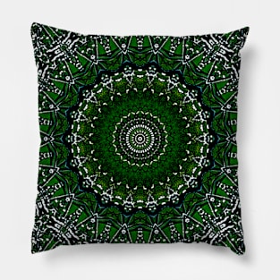 Mandala Kaleidoscope in Shades of Green Pillow