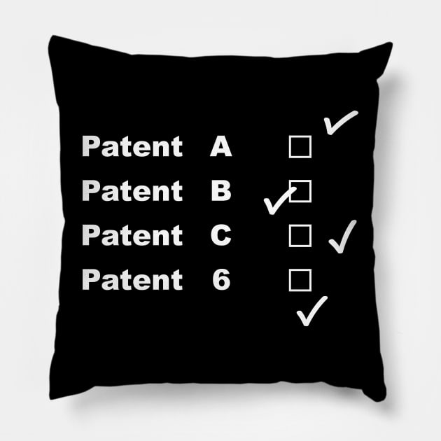 Patent A, B, C and 6 in white Pillow by RosArt100