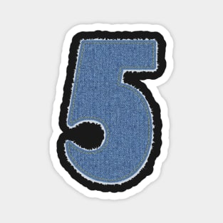 Number Five Blue Denim Magnet