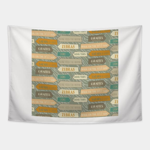 Safari Neck Gator Zoo Signs Safari Animals Tapestry by DANPUBLIC