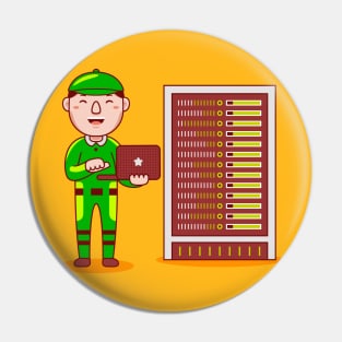 Cute Network Engineer Cartoon Pin