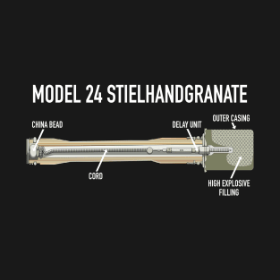 German WW2 24 Stick Hand Grenade Diagram Infographic Gift T-Shirt