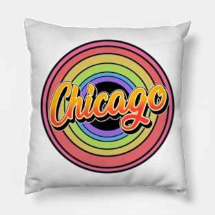 Chicago Retro Styled Faded Design (Rainbow) Pillow