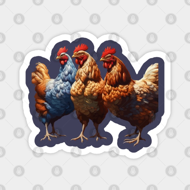 Three French Hens Faith Hope Charity Cut Out v2 Magnet by taiche