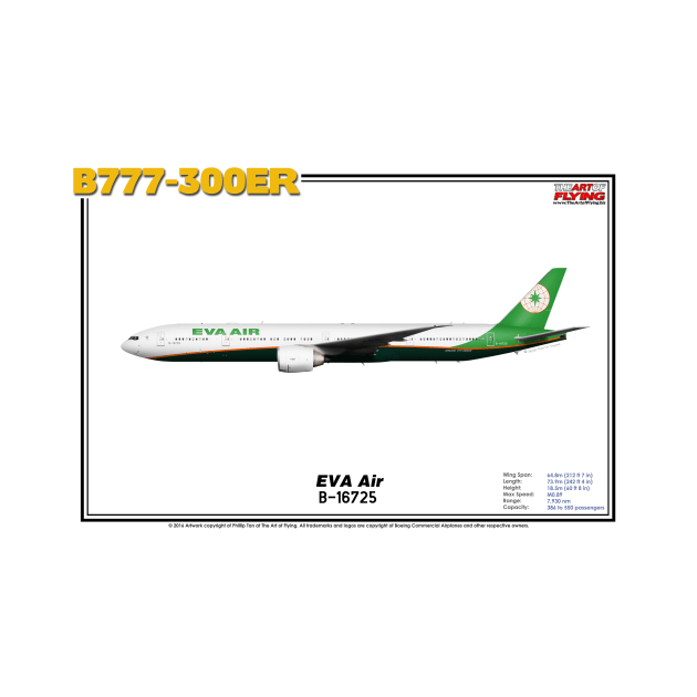 Boeing B777-300ER - EVA Air (Art Print) by TheArtofFlying