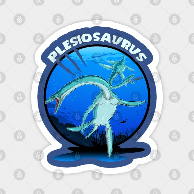 Plesiosaurus Prehistoric With Background Magnet by Terra Fossil Merch