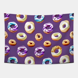 Variety Donuts on Purple - All Over Print Design Tapestry