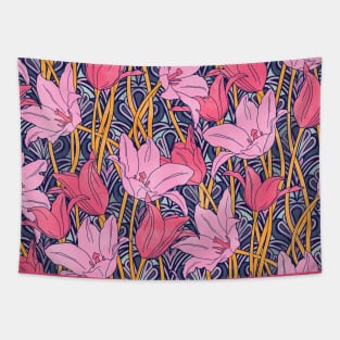 Pink Vibrant Tulips Tapestry