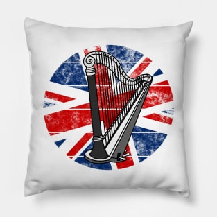 Harp UK Flag Britain Harpist British Musician Pillow