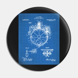 Gyrocompass Patent - Sailor Sailing Boat Lake House Art - Blueprint Pin