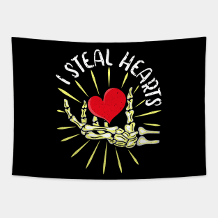 I Steal Hearts Skeleton Hand Valentines Day Funny Pajama Tapestry