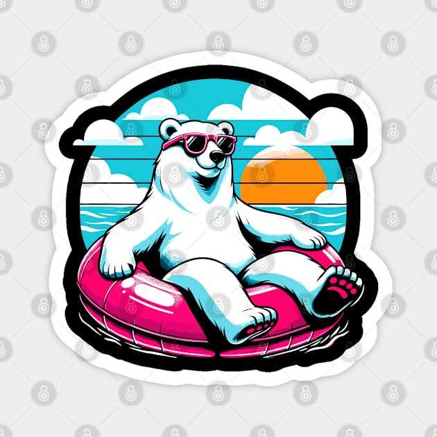 Pool Party White Bear Pink Float Novelty Funny Bear Magnet by KsuAnn