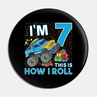 7th Birthday Monster Truck Party Gift 7 Year Old Boy Pin