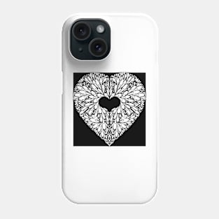 Black and White Blossoming Heart Phone Case