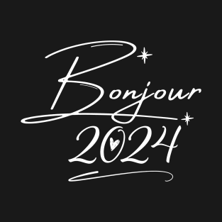 Chic Greetings: Bonjour 2024 T-Shirt