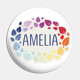 Amelia name with colorful leaves Pin