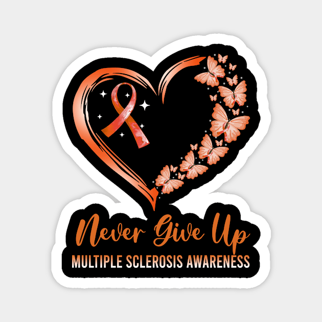 Multiple Sclerosis Butterfly – Never Give Up Multiple Sclerosis Awareness Magnet by artbyhintze