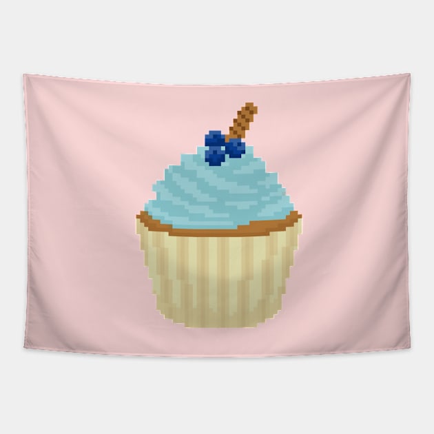 Aqua cupcake pixel art Tapestry by toffany's
