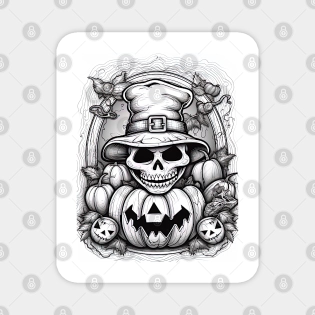 scary witch on white background Magnet by Maverick Media