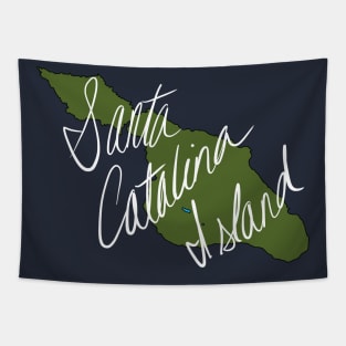 Santa Catalina Island Map Large Name Tapestry