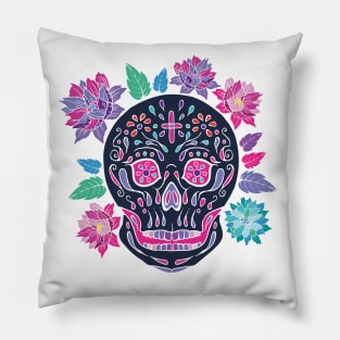 Mexican skull with flowers Pillow