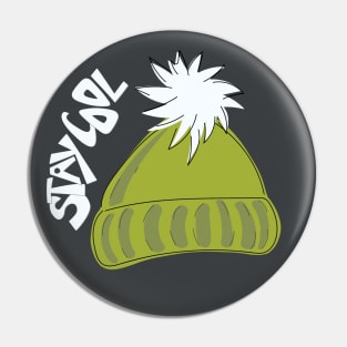 Whimsical cartoon toque with Stay Cool illustrated text Pin