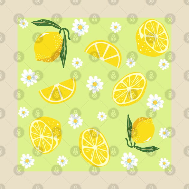 Lemons and white daisies fresh summer pattern gift by CuTeGirL21