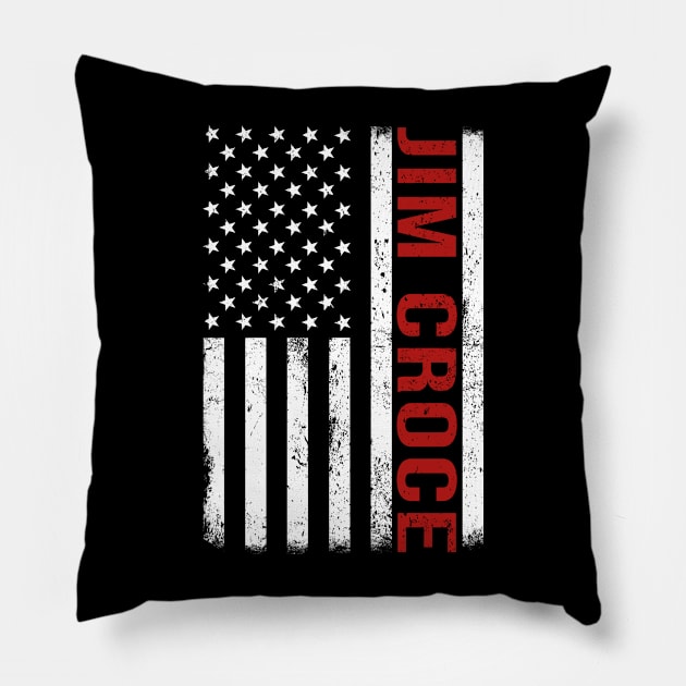 Graphic Jim Croce Proud Name US American Flag Birthday Gift Pillow by Intercrossed Animal 