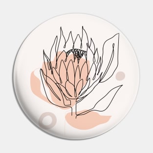 One line continuous protea flower and trendy shapes. Pin