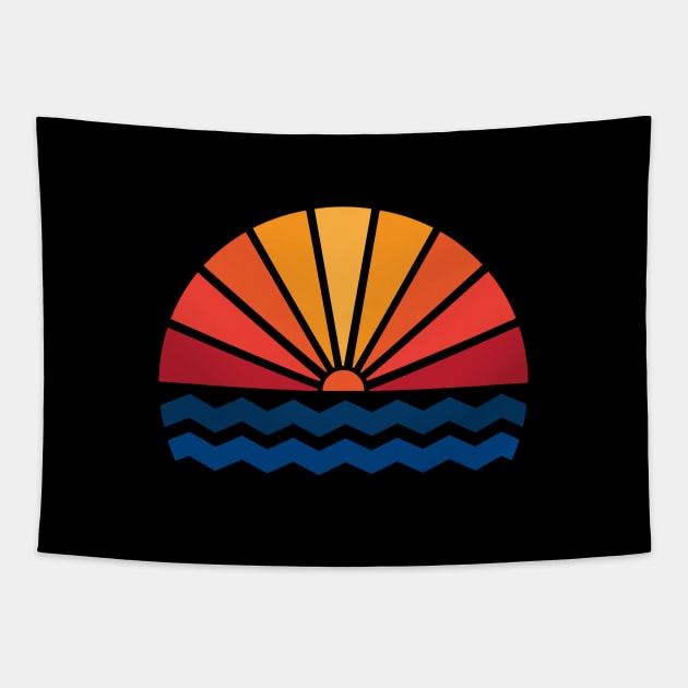 Retro sunset Tapestry by gegogneto