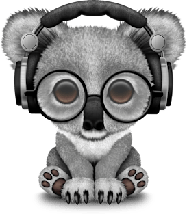 Cute Baby Koala Bear Dj Wearing Headphones Magnet