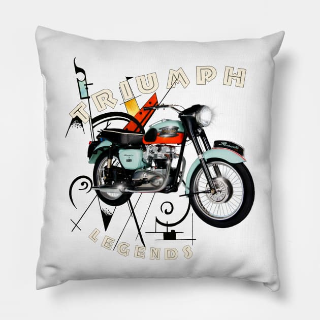 Legendary Triumph T120 Bonnie Motorcycle Pillow by MotorManiac