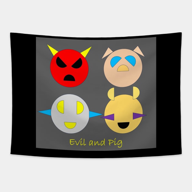 Geometric simple design Evil and Pig Full Team Tapestry by Evil and Pig
