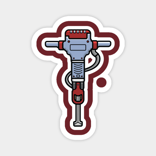 Electric Jackhammer Tool Sticker vector illustration. Professional worker tool equipment icon concept. Construction tool, road construction and working tool sticker design logo. Magnet by AlviStudio