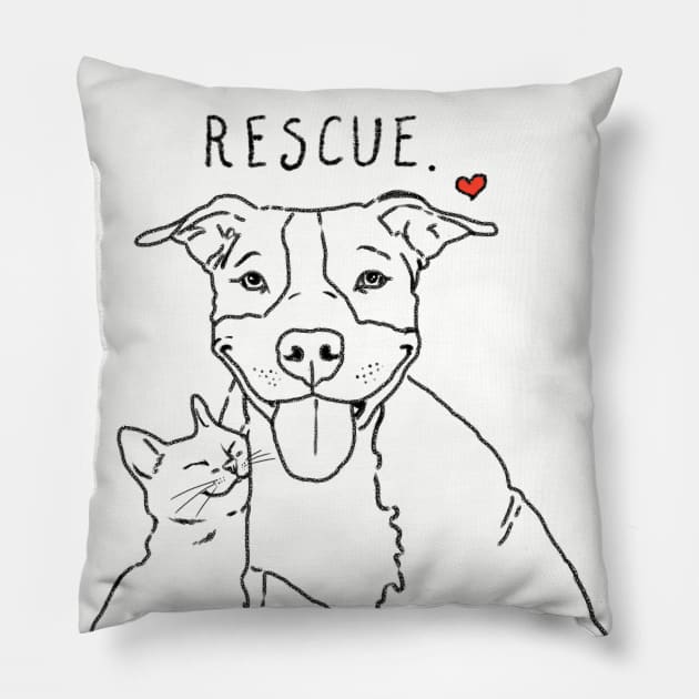 Rescue Pit Bull and Cat Pillow by sockdogs