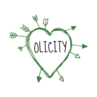 Olicity - Heart with Green Arrows Doodle T-Shirt