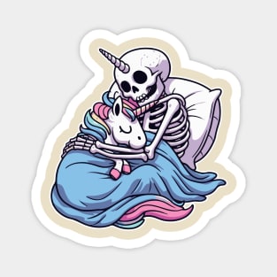 Skeleton sleep with unicorn Magnet