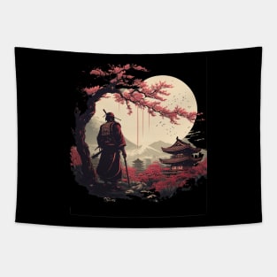 Aesthetic Vintage Samurai Japanese Art Samurai Retro cherry T-Shirt Tapestry